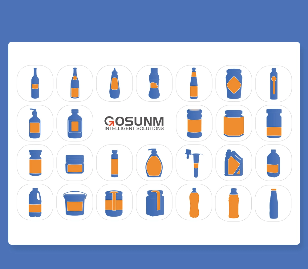 Gosunm Label Applicator Semi Automatic Wine Bottle Can Jars Cup Syringe Lip Balm Ampoule Bucket Tube Vial Pail Oval Wrap Around Bottle Labeling Machine