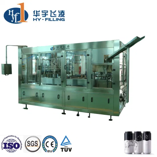 Línea de producción de latas de bebidas líquidas Máquina de llenado de agua con chispas de bebidas carbonatadas energéticas